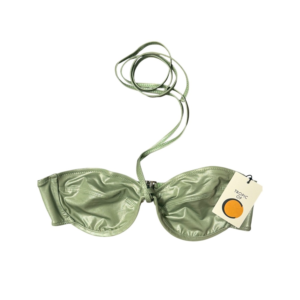 Tropic of C Mariel Top Sage Green Shimmer‎ Underwire Bikini Top Medium NWT $135
